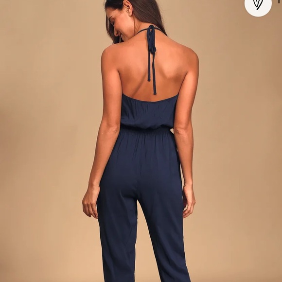 Learning to Fly Navy Blue Halter Jumpsuit - Picture 2 of 5